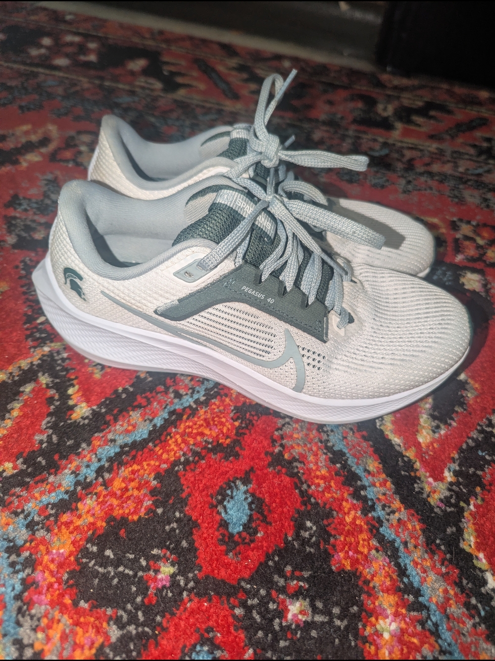 Nike Women’s Running Shoes White with Gray Accents Michigan State